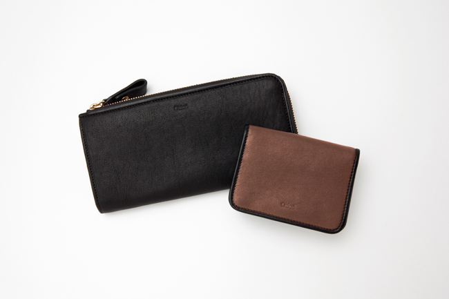 (Left) long zip wallet Black | (Right) card case Rock