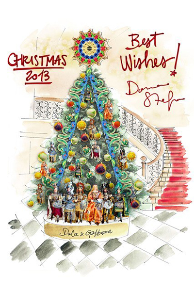 A sketch of Dolce & Gabban's Christmas tree for Claridge's