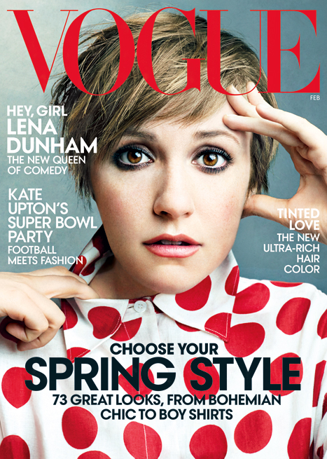 Lena Dunham on the February 2014 issue of American Vogue Photo: Vogue Magazine/Annie Leibovitz
